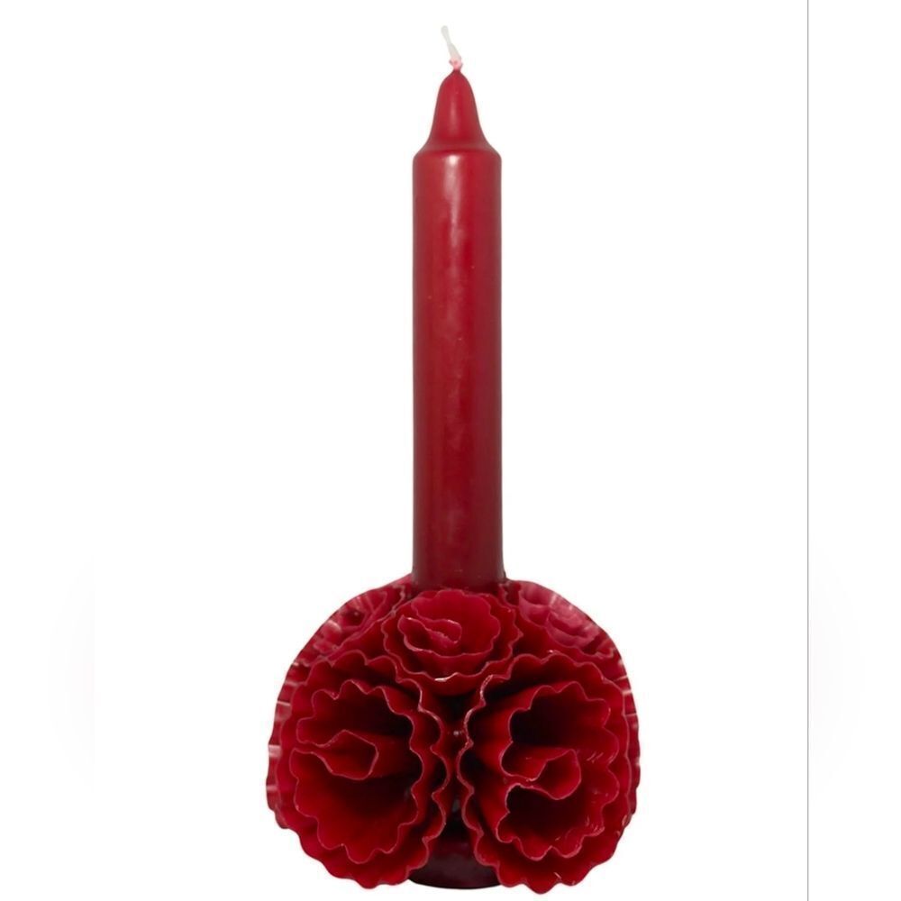 Midnight Shadows Red Floral Taper Candle Gothic Halloween Decor, 8" Tall, New